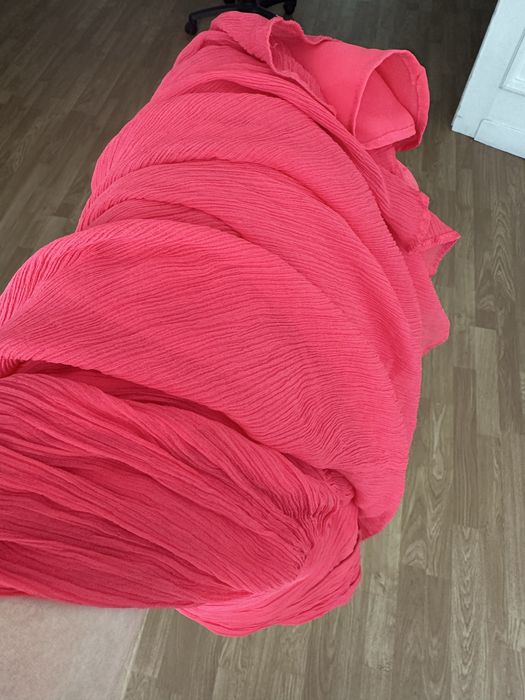 Mango Rochie lunga maxi  roz matase naturala