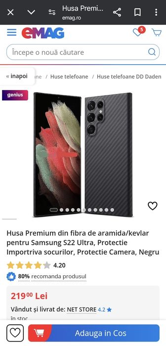 Husă Samsung S22 ultra din kevlar.
