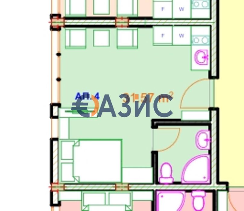 Студио в сграда в процес на изграждане, Несебър, България, 31,57 кв. м