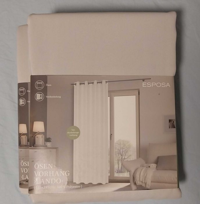 Бежово плътно перде с капси 140×245 - 2бр