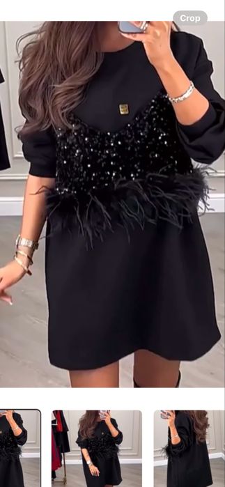 Черна рокля с пайети