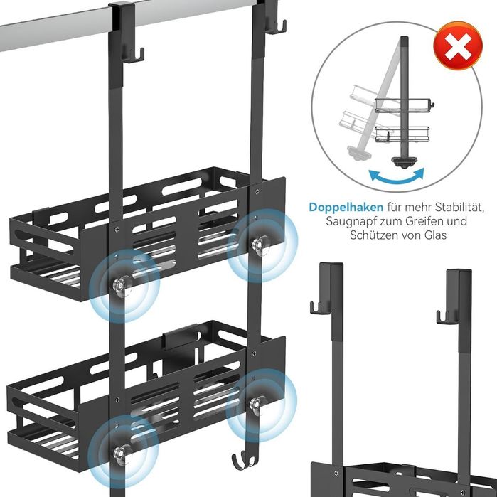 Suport cabina dus cu doua etajere, 32 x 11.5 cm