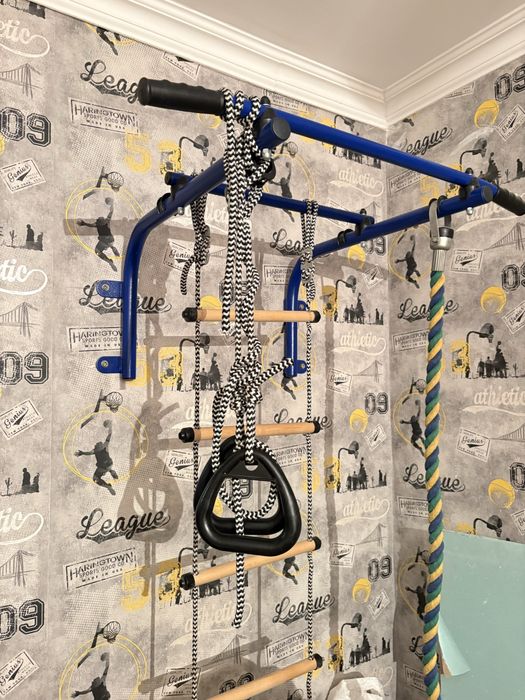 Турник с лестницей и кольцами