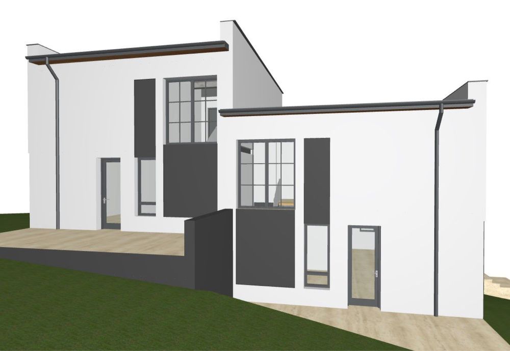 Duplex tip casă individuală – intrări opuse, 112 mp + terasă 25 mp