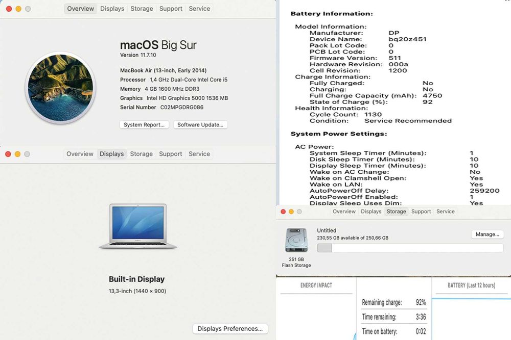 Macbook Air 13,2014, i5, 4gb,256 SSD, perfect functional poze reale