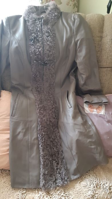 Плащ  пальто кожанный