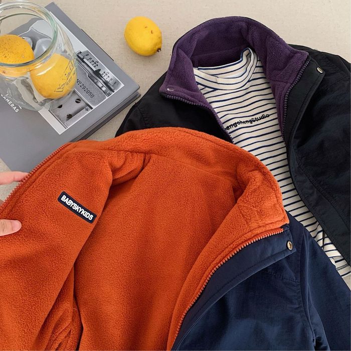 Теплая детская куртка двухсторонка