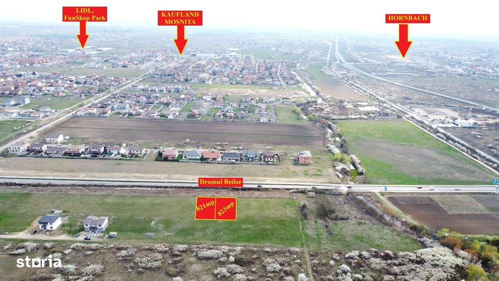 Teren pentru cladire cu 6ap - Acces la Drumul Boilor - Mosnita - 100e/