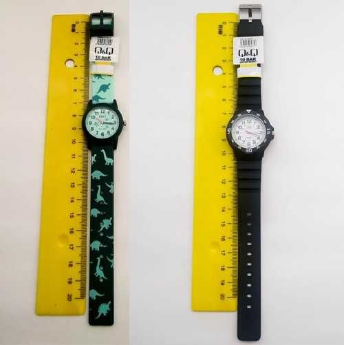 Детски Часовници Q&Q 10 BAR. Водоустойчив и Изключително Здрав Детски Часовник QQ.Динозавър Розов и Черен. Подарък за Първи Часовник на Момче и Момиче