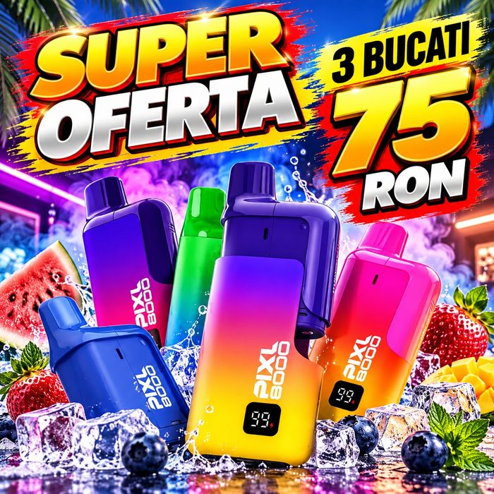 Pachet 3 Bucati Vape 6000 Puffs Pixl Anglia Reincarcabil