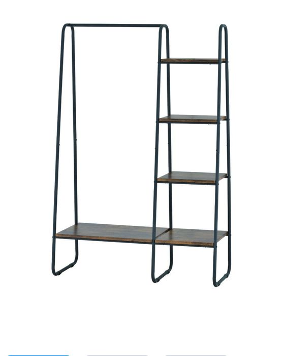 Stender haine cu rafturi din lemn