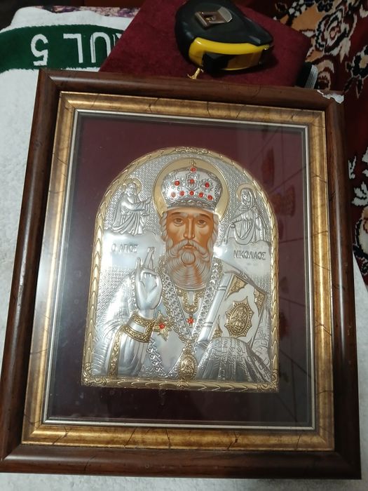Icoana greceasca argint și pietre prețioase,
