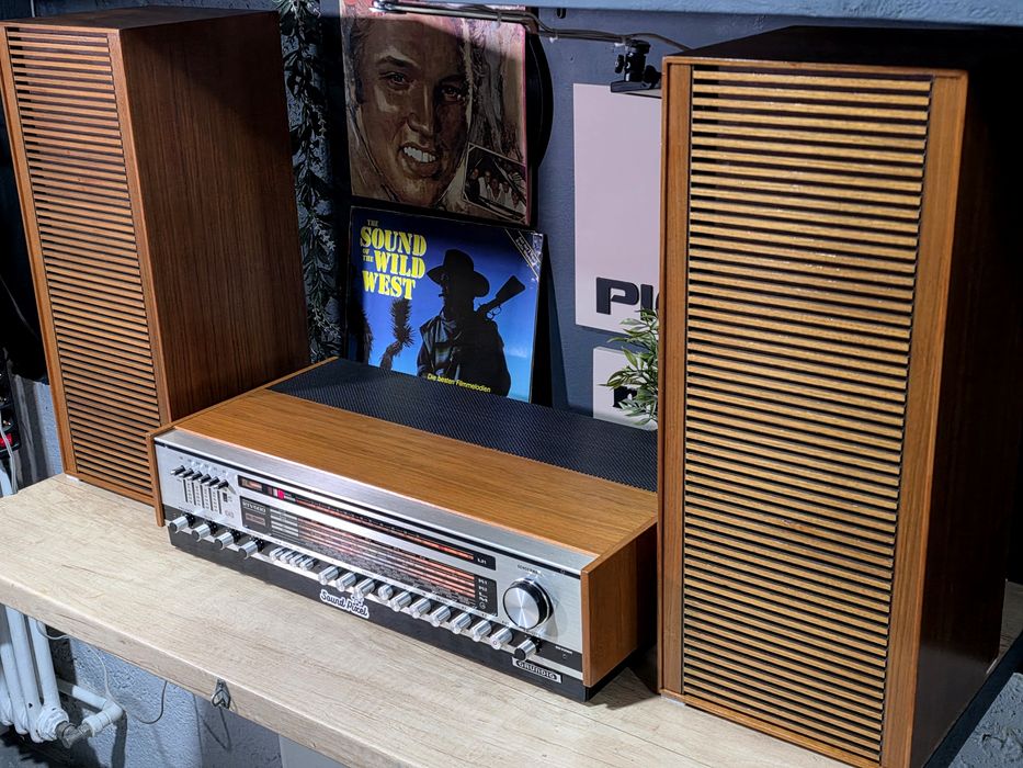 Sistem audio vintage GRUNDIG, receiver RTV-600,boxe box 525,retro hifi