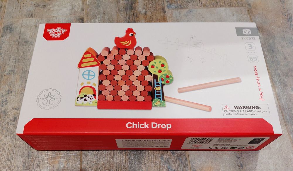 Дървена Игра Tooky Toy, За баланс и координация, Спаси кокошката, 3+ г