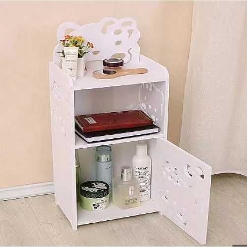 Бяло нощно шкафче с три нива