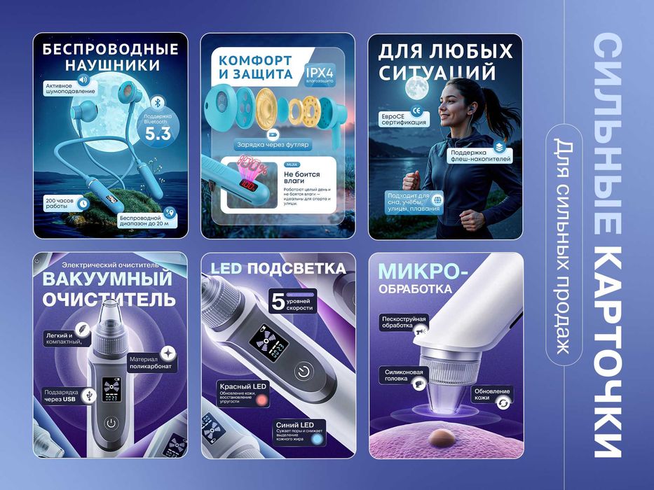 Дизайн инфографики — Uzum, Ozon, Wildberries, Яндекс Маркет