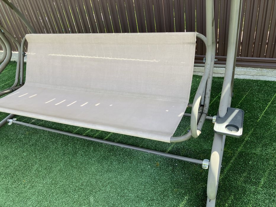 Balansoar gradina 3 locuri maro deschis 200x120x164 cm functie pat max 340 kg Tripoli