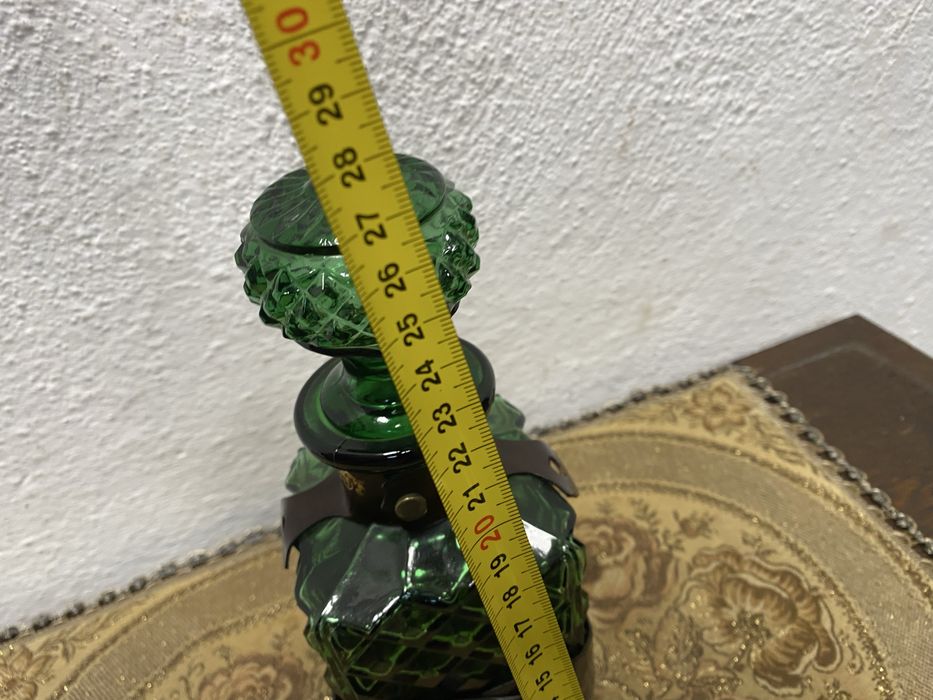 Винтидж зелена стъклена гарафа Cognac N Италия 1970