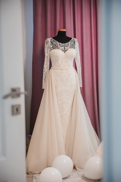 Rochie de mireasă, model unic, XS (voalul cadou)