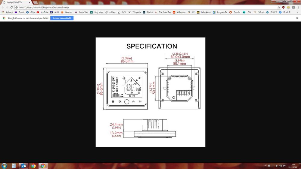 Termostat pentru centrala MOES - Wi Fi