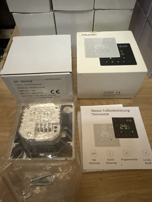 Termostat Miucda inteligent Smart Wifi wireless WT400S-16A-W încălzire pardoseală apă/boiler gaz,digital de cameră WLAN,programabil,Alexa, Google Home