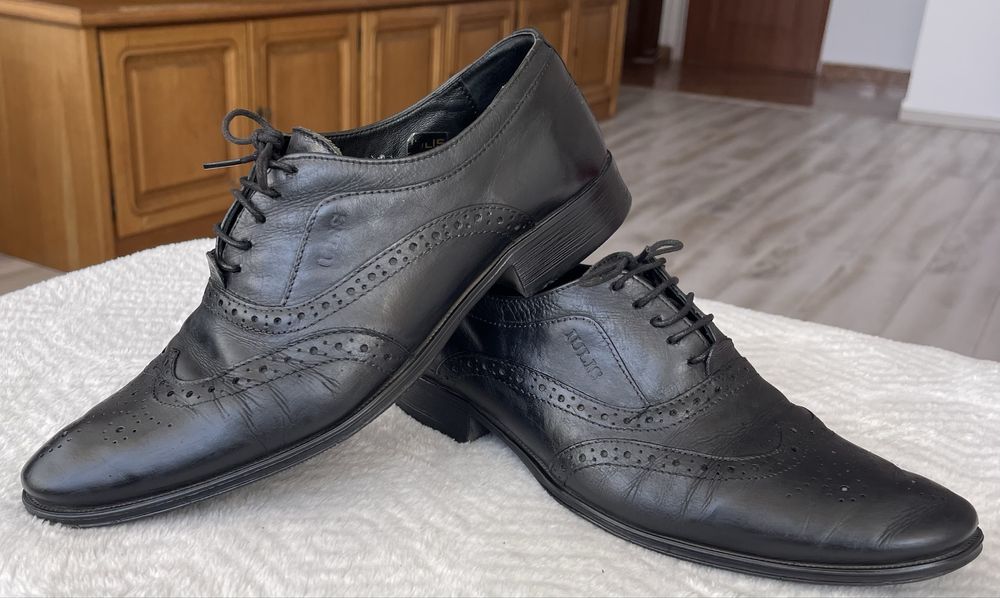 Pantofi din Piele Naturală, Negru Mat - Stare Excelentă!