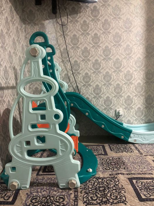 Детский горка с батутом