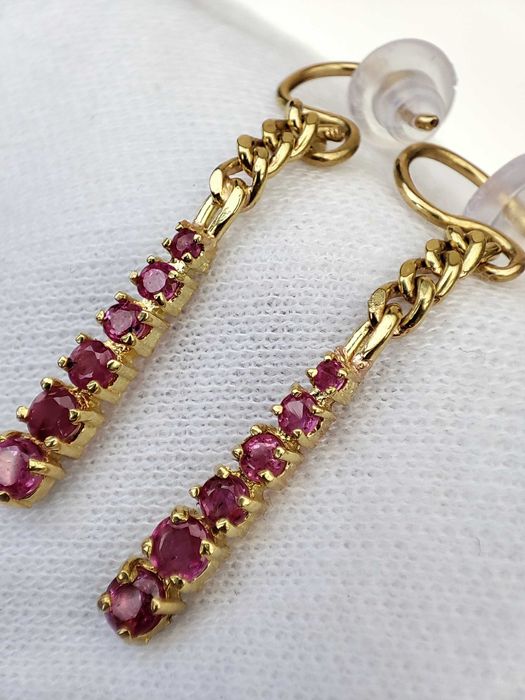 Cercei Aur 19.2K Cu Rubine Naturale Roz Portugalia Aur 800