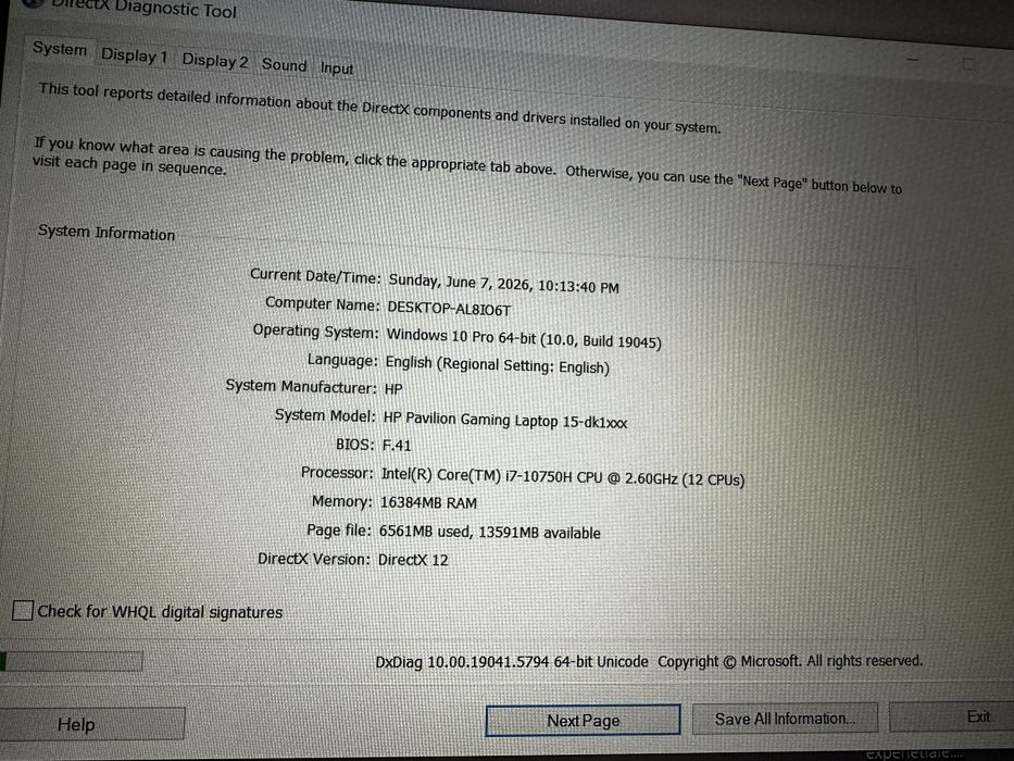 Laptop HP Gaming Pavillion i7 10th gen / Nvidia GTX 1660 Ti Max Q/ SSD 512Gb