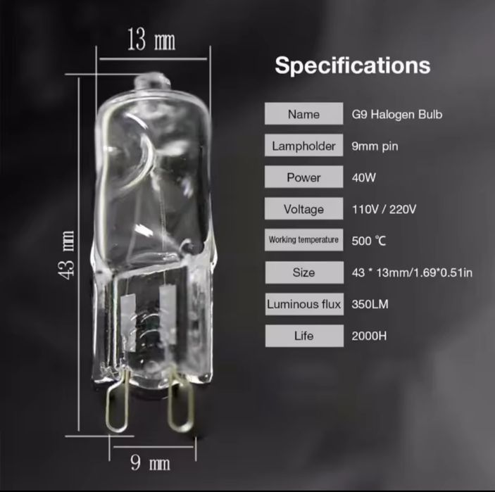 Халогенна крушка за фурна G9  500°. НОВИ