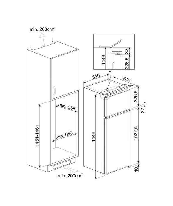 Нов хладилник за вграждане с фризер Smeg D8140E  см. 54 ч. 145