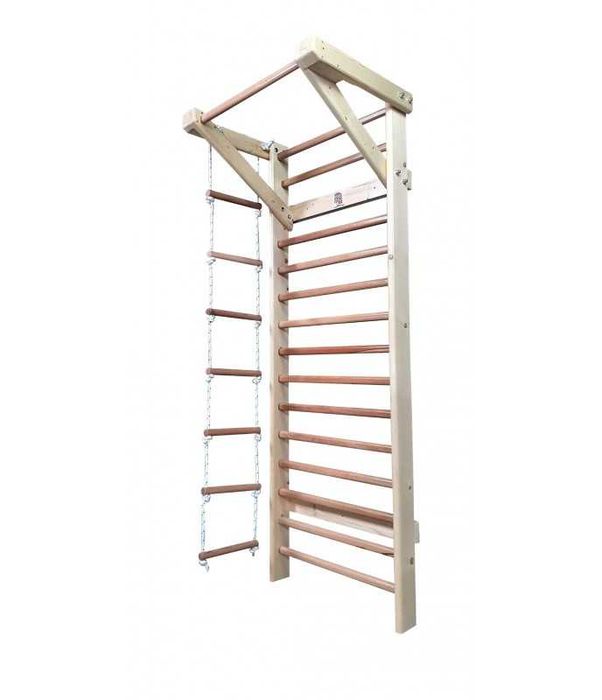 Шведска стена за гимнастика със стълба - 230 х 80 см - Бяла-14 Стъпала