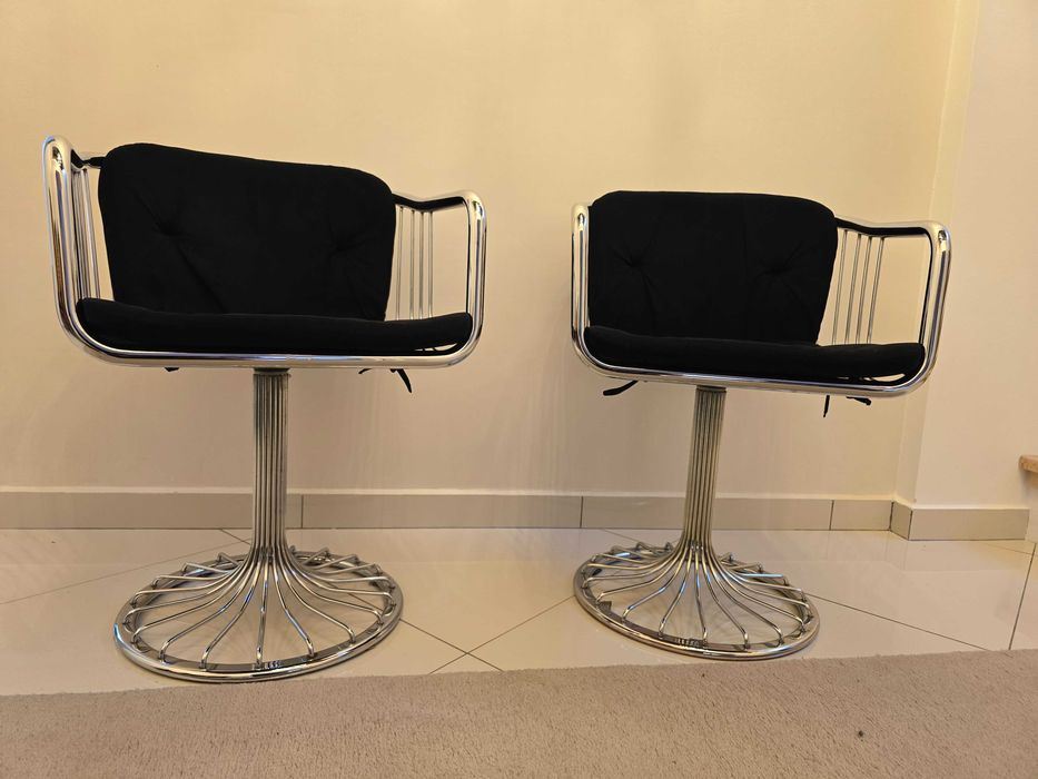 Scaune design modern rotative cromate – set 2 bucăți