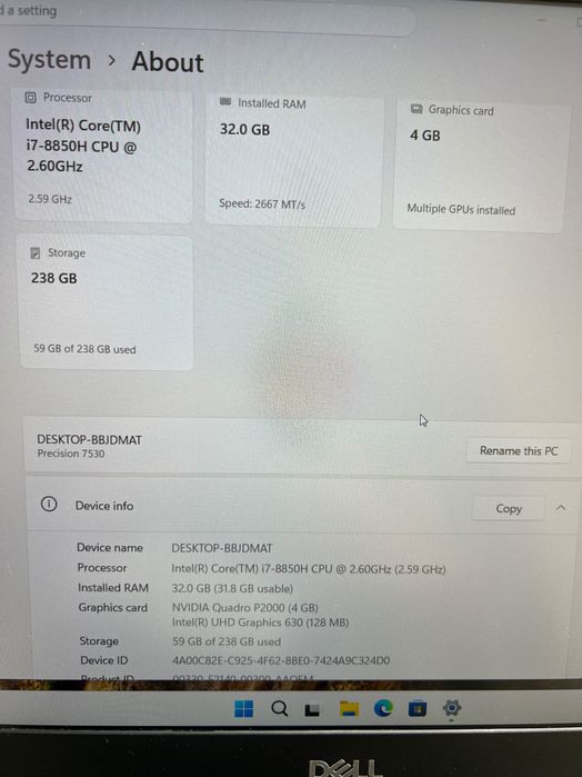 Laptop Dell Precision 7530 Workstation