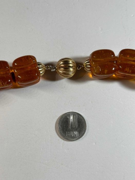 COLIER CHIHLIMBAR Natural + AUR 18K (5g.) - AMBRA - Sculptat - Vintage