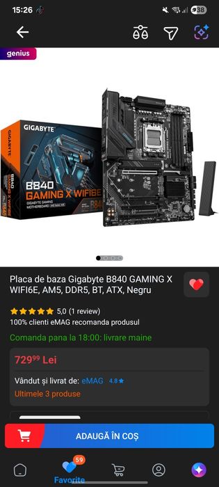 Placa de baza GIGABYTE B840 gaming x wifi6E SIGILATA CU GARANTIE