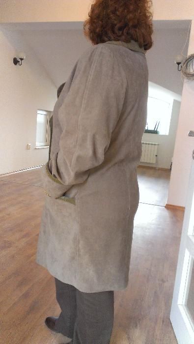 Дамско палто пастелно зеленикав цвят № XL