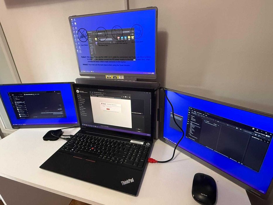 Monitor Triplu Extensibil si Portabil 16 inch, Geanta inclusa