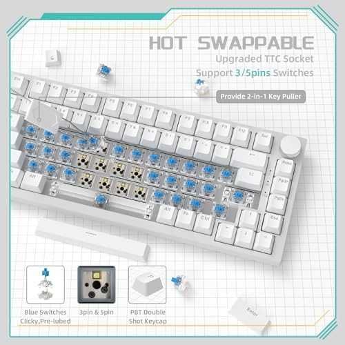 Ajazz AK820 механична клавиатура 75% Hot Swap