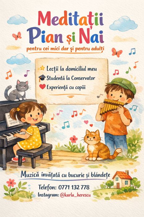 Meditatii pian si nai pentru copii