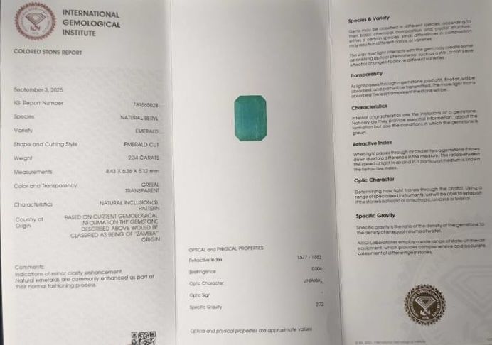 Кольцо с натуральным изумрудом