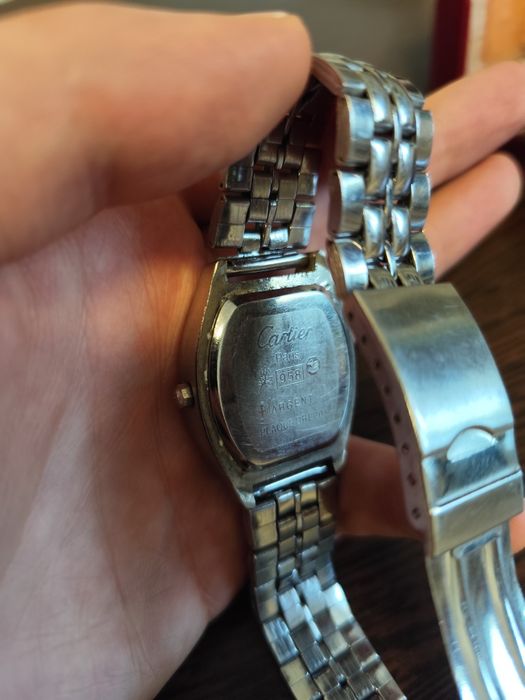 Ceas cartier argintiu cu negru