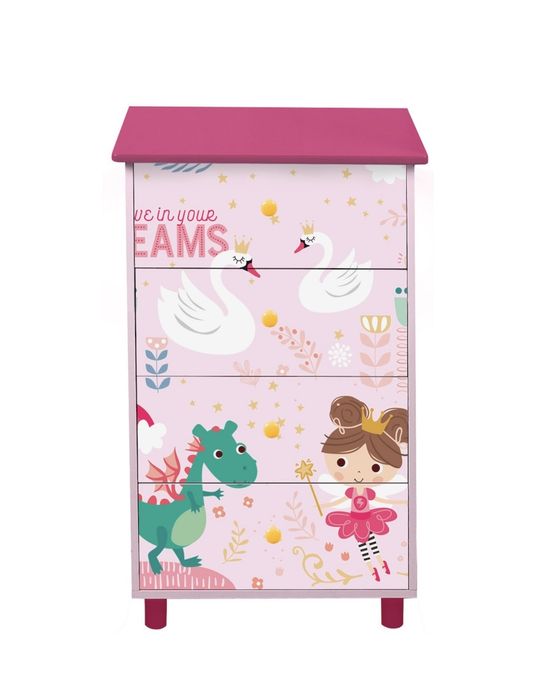 Розов детски скрин  4 чекмеджета