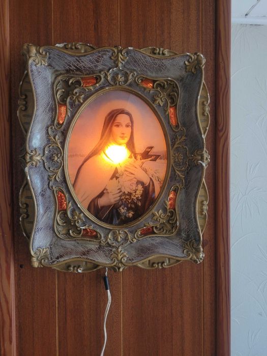 Icoană religioasă cu Sfânta Maria veche din anii 1940-1960