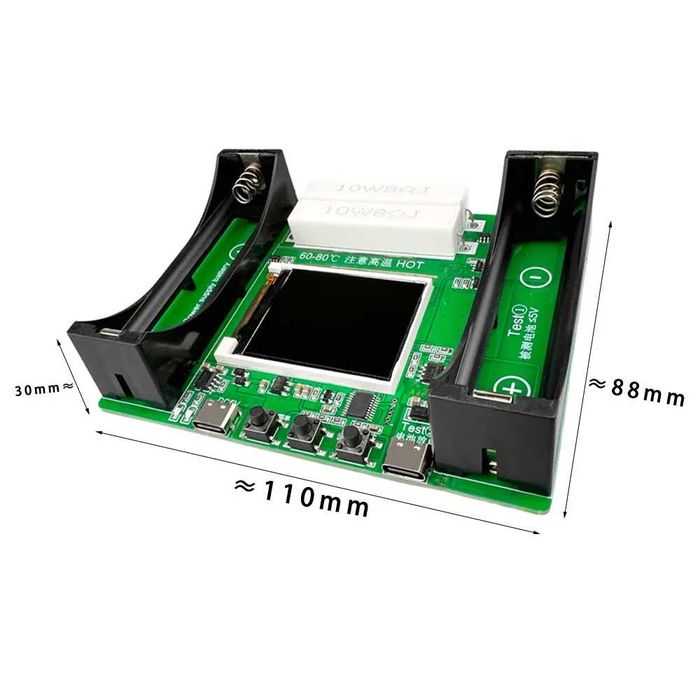 Tester baterii 18650 cu afisaj capacitate rezistenta voltaj 10W LCD