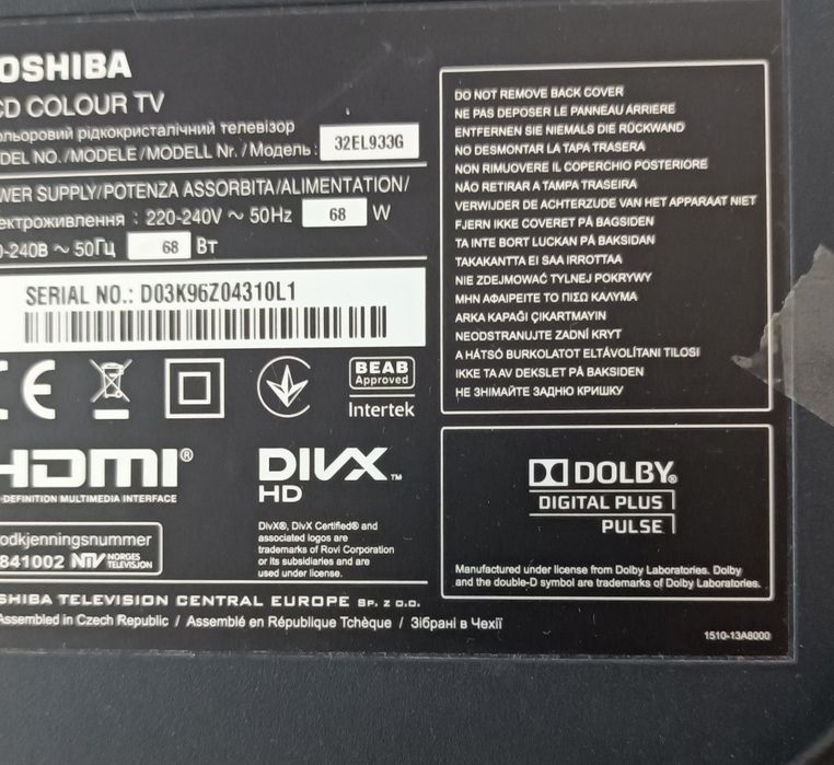 TV Toshiba, folosit diagonala 81 cm