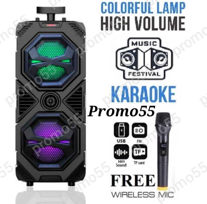 ПРОМО! 16" Караоке Колона 60см Тонколона с Безжичен Микрофон и Блутут