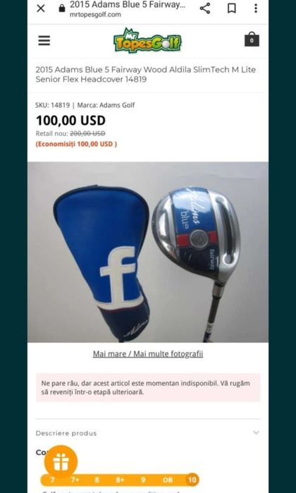 Vand crose din carbon golf primite din SUA.