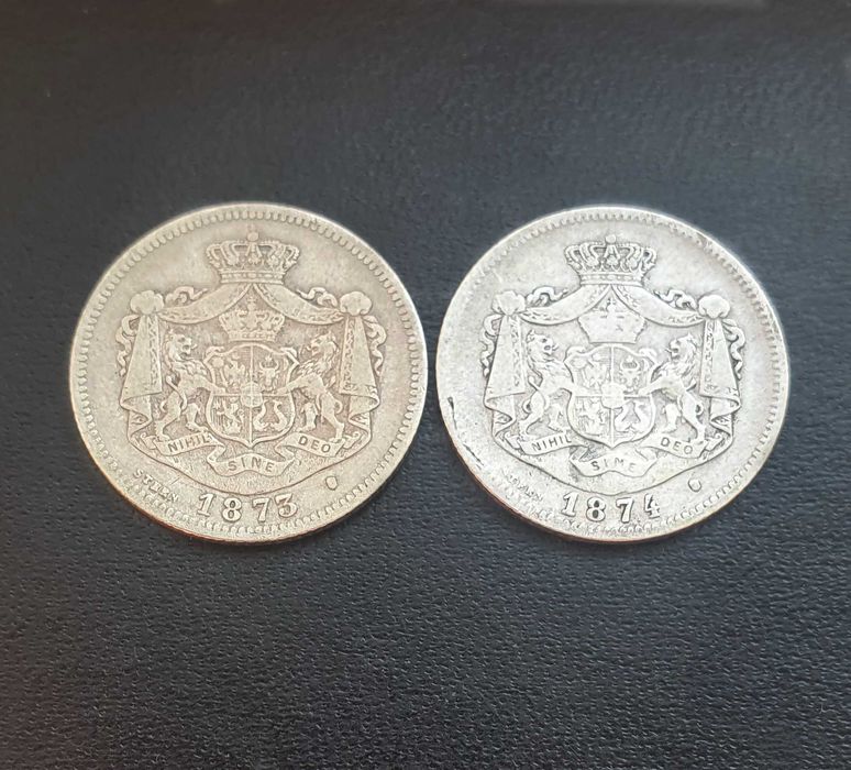 Set moneda 1 leu 1873 si 1874, argint