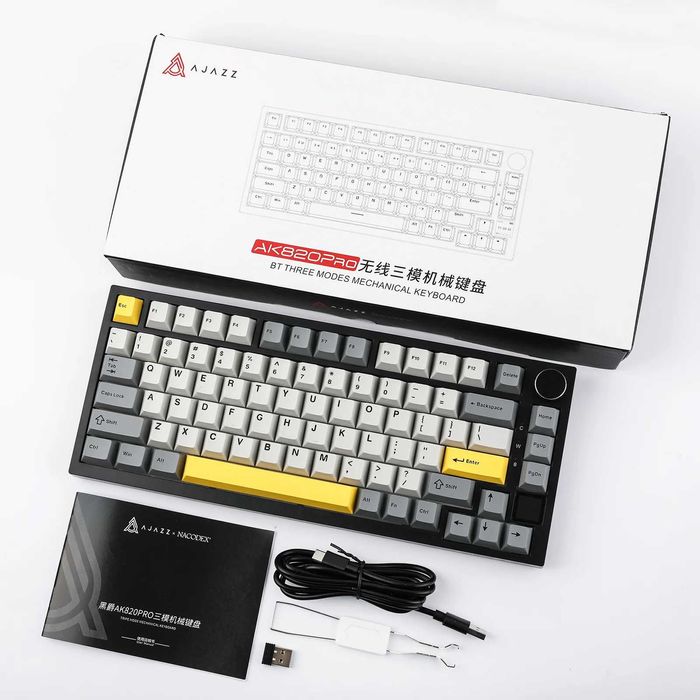 Tastatura Gaming Wireless Ajazz AK820 Pro 75% Gasket-mount TFT Screen